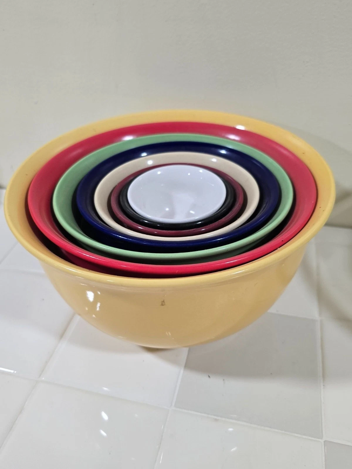 Multi-Color Nesting Rainbow Mixing Bowls 8 Dishwasher & Microwave Ceramic