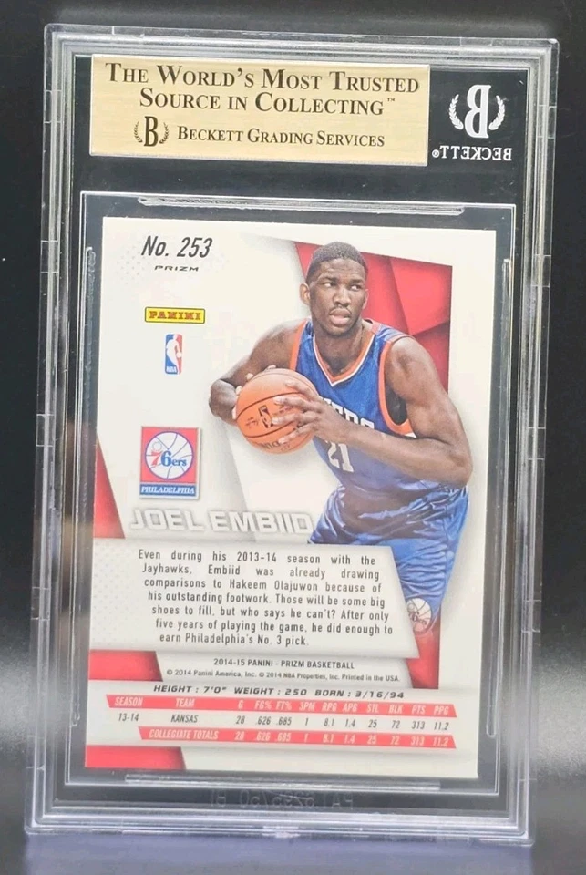 Joel Embiid 2014-15 Prizm verde paralelo novato radiocontrol #253 76ers BGS 9,5 Foto 2 de 2