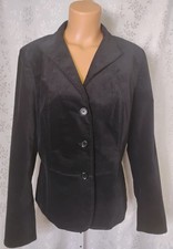 TALBOTS Velvet Blazer Jacket Black Women's Sz 12 Fully Lined 3 Button Front