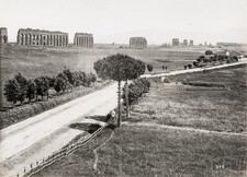 Rome Italy Appian Way Ancient Roman Aqueduct Ruins Landscape Vtg. Photo 19thC.