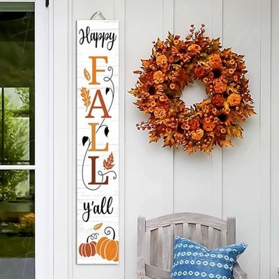 Panneau De Bienvenue Automne HAPPY FALL Y'ALL Avec Citrouille - Décoration Porte Et Porche