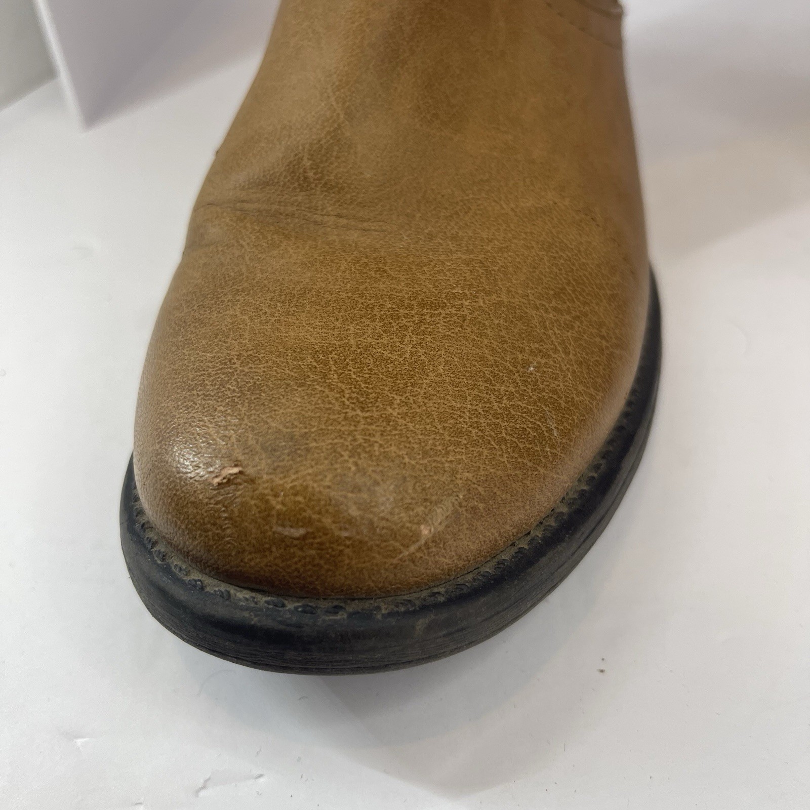 BareTraps Sheela Knee-High Boots 10M Cognac Brown Zip Buckle Riding Biker