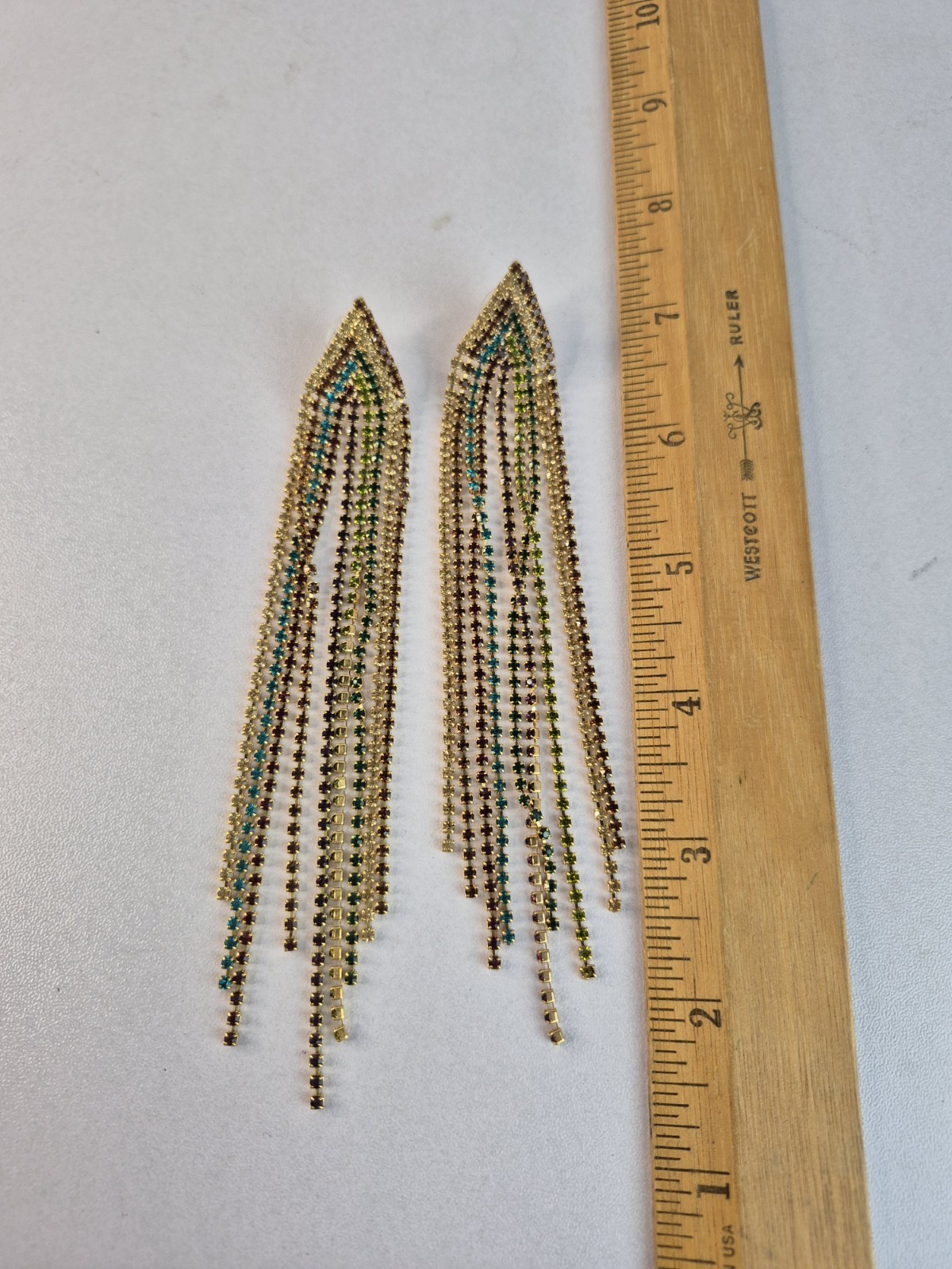 Long Dangling Linear Strand Earrings Multicolor R… - image 5