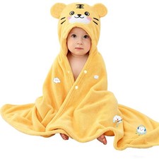Sunset Yellow Toddler Hooded Bath Towel 27.5x55 Inch Absorbent Bathrobe