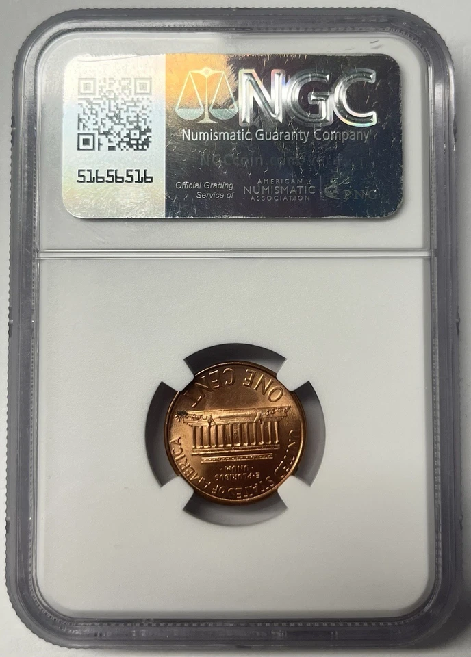1995 1C OBVERSE STRUCK THRU CAPPED DIE MINT ERROR MS 65 RD NGC - Image 2 of 4