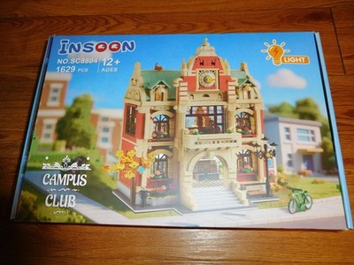 INSOON University Club House Building Set with Light,1629PCS City Campus Archite