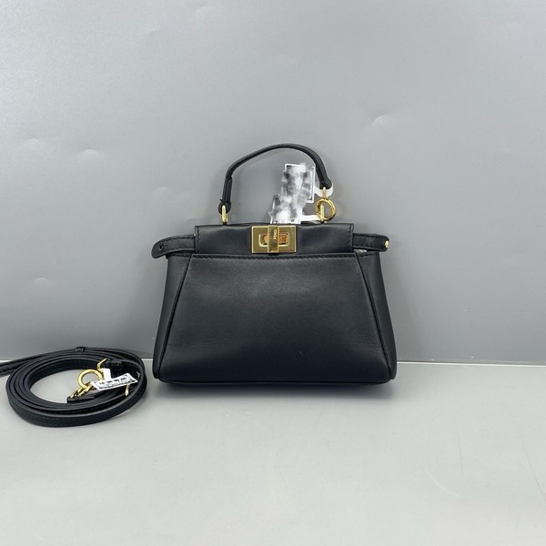 Authentic Fendi Peekaboo Micro Bag – Smooth Leather in Black 15cm