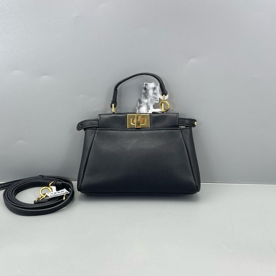 Authentic Fendi Peekaboo Micro Bag – Smooth Leather in Black 15cm