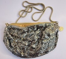Vtg La Regale Gold Mesh Metal Beaded Chainmail Evening Purse Clutch Bag