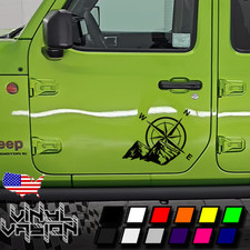 2x Door Mountains Compass For Jeep Wrangler Jk Tj Yj Vinyl Decal Sticker