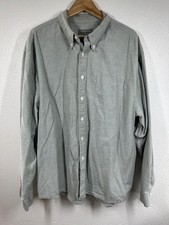 Eddie Bauer Shirt Mens 2XL Gray Green Button Down Long Sleeve Pocket Casual