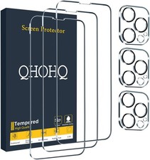 QHOHQ 3 Pack Screen Protector for iPhone 13 Pro 6.1 Inch with 3 Transparent