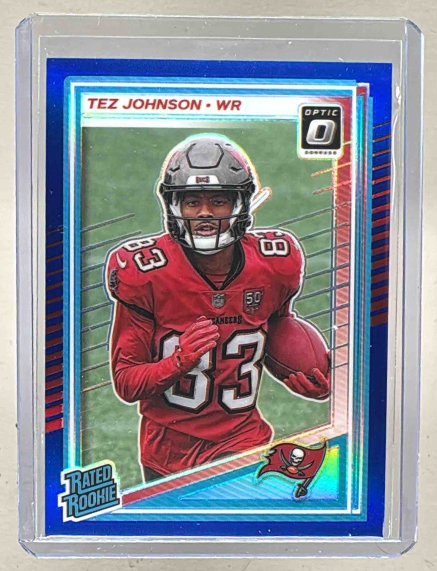 Tez Johnson 2025 Panini Donruss Optic #231 Blue Prizm Rated Rookie RC 191/249