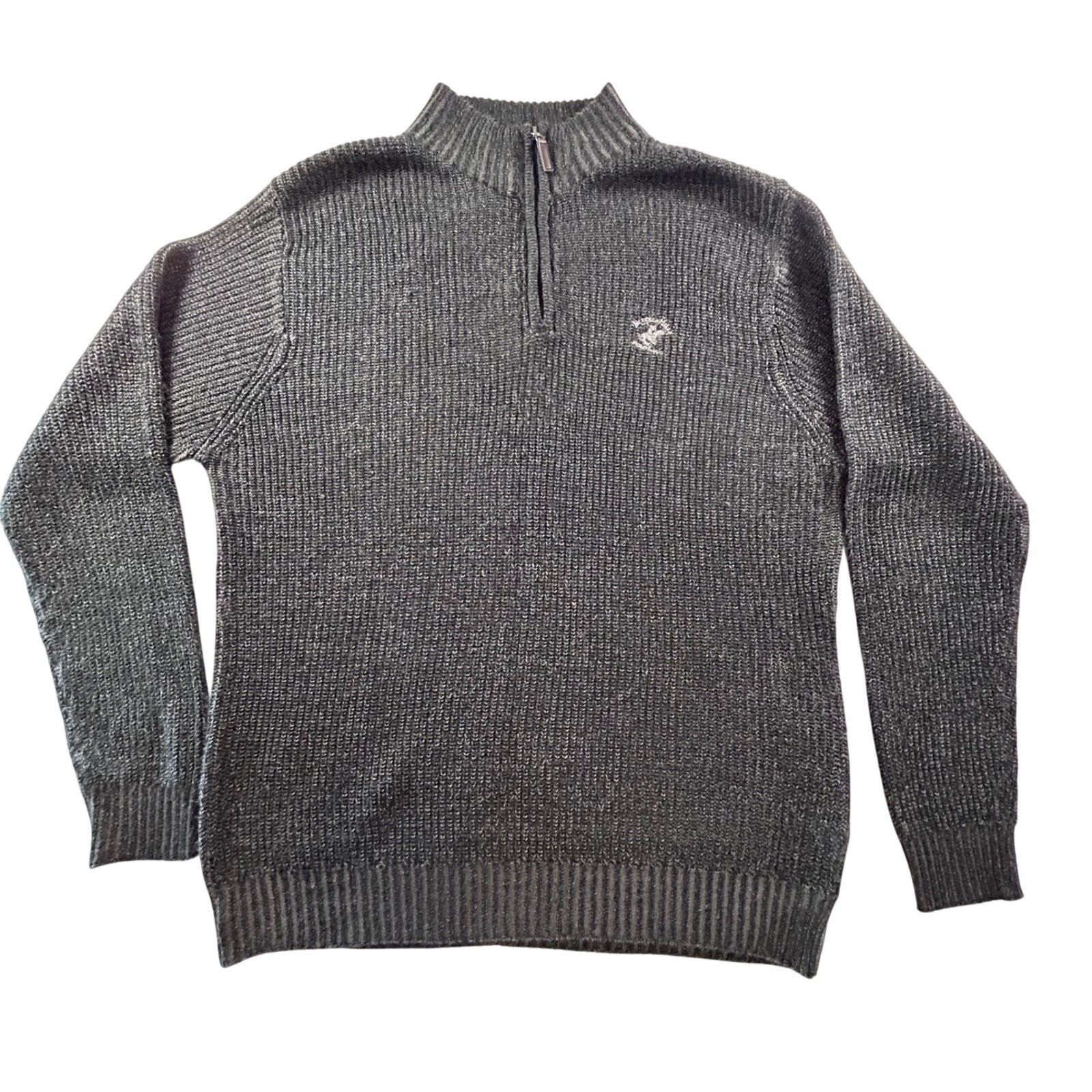 Polo Club Mens Gray Quarter Zip Knit Sweater Pullover Size Large