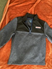 Vineyard Vines The Shep Shirt Boys M 12-14 1/4 Zip Gray Black Sweatshirt