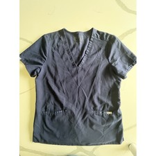 Figs Scrub Top Women's Medium Navy Blue Short Sleeve V-Neck Technical Collection