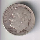 1950-D ROOSEVELT DIME 10¢ DENVER MINT 90% SILVER COIN UNITED STATES OF AMERICA