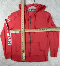 Victoria's Secret Hoodie XS Coral Zip Up V Patch Angel Wings Logo Varsity