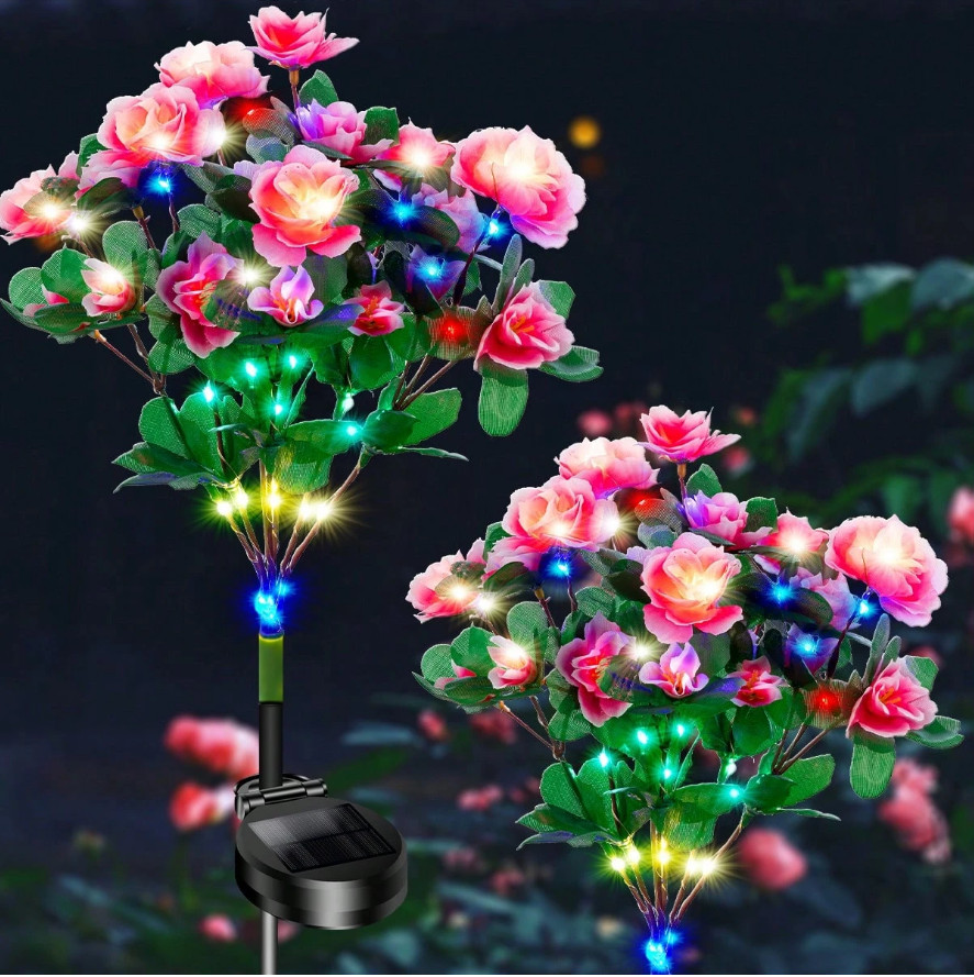 Solar Garden Lights Outdoor Flower Stake Lights Waterproof Landscape Yard Decor