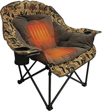 Black Sierra Heated Fleece Camping Chair for Adults, Oversized Outdoor Seat with