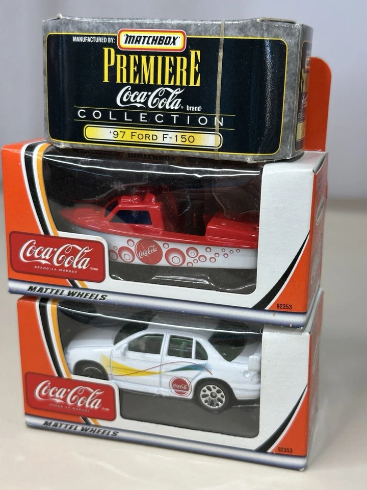 Matchbox Coca-Cola Premiere F-150 & 2 Mattel Wheels Lot of 3 New In Box Diecast - Image 2 of 4