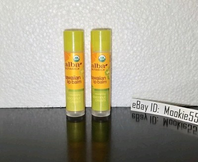 2 Lot Alba Botanica Nourishing COCONUT CREAM Hawaiian Lip Balm New/Sealed! RARE!