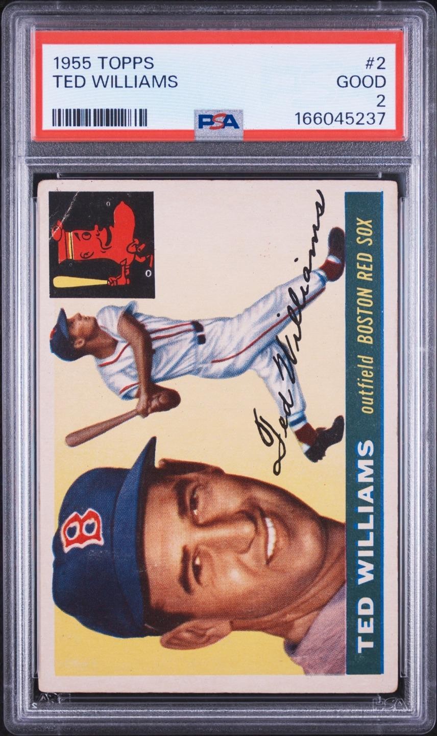 Ted Williams 1955 Topps Baseball #2 Graded PSA 2 Good Centered Beauty!! view 1