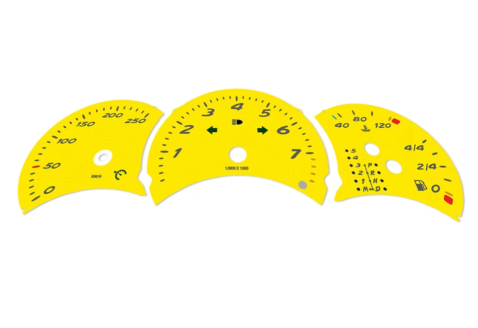 Porsche Boxster 986.1 Yellow - Speedometer gauges from MPH to km/h cluster disk - Image 4 of 4