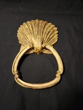 Vintage 1978 Homco Seashell Towel Ring Wall Mounted Holder Distressed Gold Tone