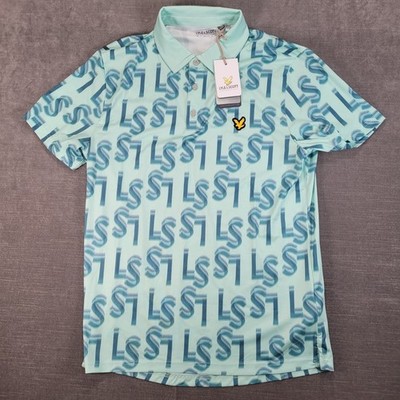 Lyle & Scott Golf Polo Shirt All Over Print Short Sleeve Athletic Mens Med NEW