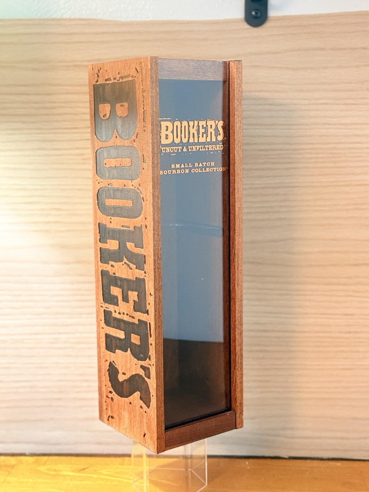 Bookers Uncut Unfiltered Bourbon Wooden Wood Bottle Storage Box Bar Advertising 