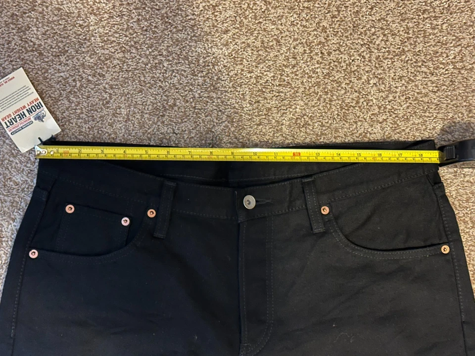 Jeans Iron Heart 777s-142bb - Pantalones de mezclilla ajustados negros/negros 14 oz 38/32 nuevos con etiquetas Foto 3 de 4