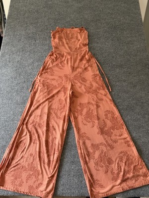 Roxy Orange Boho Floral Backless Jumpsuit S