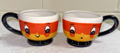 Set of 2 Candy Corn Mugs (Coffee or soup bowls) by Johanna Parker Halloween Fun
