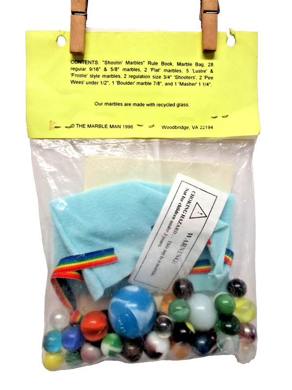 Vtg NIP SHOOTER SET 41 Marbles Shooters Pee Wees Lustre Frostie Boulder Masher