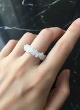 Moonstone Gemstone Beaded Ring Handmade Adjustable Elastic Jewelry Ring Gift