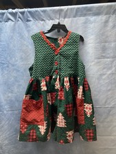 Vintage 1970s Girls  Handmade Christmas Outfit Wide Leg Romper Looks Like Dress