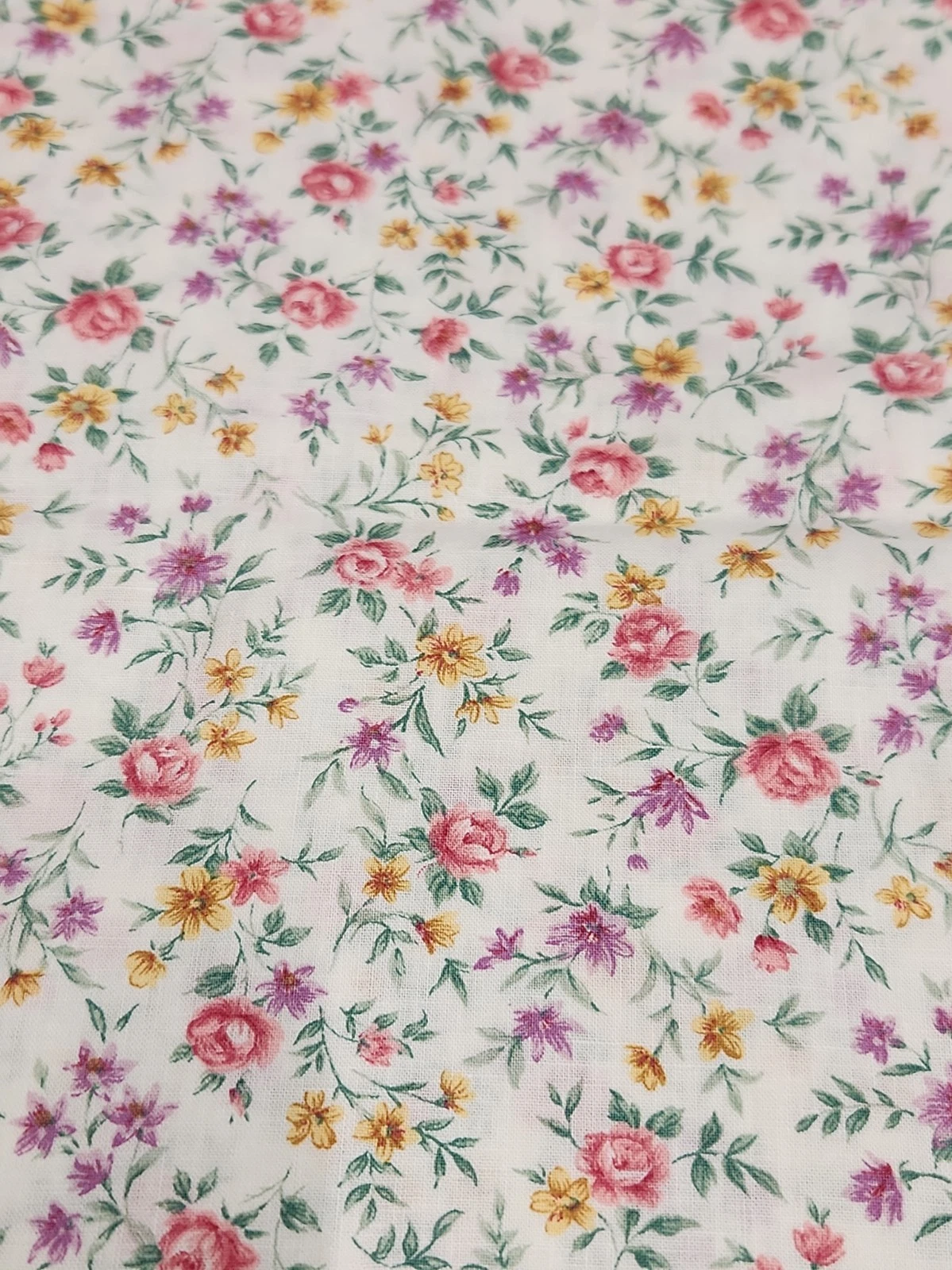 1.50 Yards 45 Wide Pink Purple Yellow Floral OOP 100% Cotton image 3