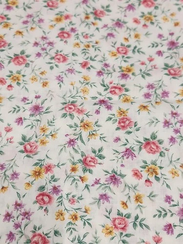 1.50 Yards 45 Wide Pink Purple Yellow Floral OOP 100% Cotton image 3