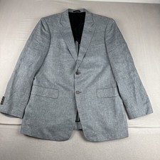 John Nordstrom 100 Linen Light blue blazer 42L Herringbone Ormezzano Fabric
