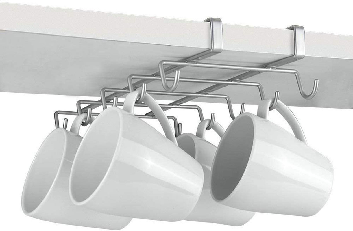 Organizer Sottopensile SpiderMug Argento - Supporto Tazze 10 Ganci