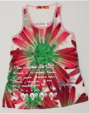 DESIGUAL canotta donna grafica UK 10 piccola bianca floreale BV38