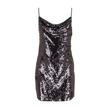 L'AGENCE Nyla Gunmetal Sequin Slip Dress