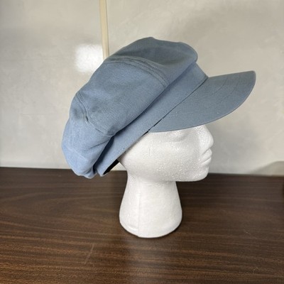 World Market Light Blue Apple Cap Cabbie Hat 22  Large Lined Button Newsies