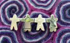 925 Sterling Silver Cut Out Paper Doll We Are The Children Pin Brooch 15.8g