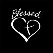 Christian Cross and Heart Vinyl Decal Sticker, 5.5x4.5 Inch for Car, Truck, Helm