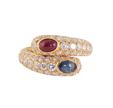 Cartier Vintage 18K Gold Diamond Sapphire & R...