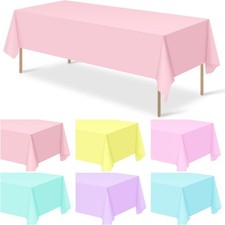 12Pcs Plastic Pastel Color Tablecloths,Assorted Color Table Cloth Disposable