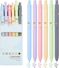 FIOVER Colored Pens, 6 Pack Colorful Gel 1 Count (Pack of 6), Multiple Colors 