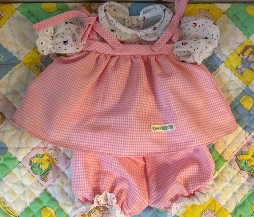 Vintage Cabbage Patch Kids Jesmar Tie Top Dress Set Spain Sailboat Gingham  Pink